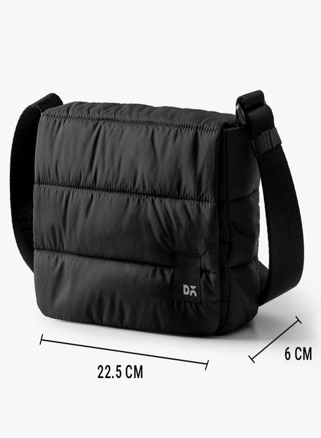 DailyObjects Black Wing Crossbody Bag for Men and Women|Adjustable Shoulder Strap|Lightweight|Black Recycled Nylon Sling Bag|Zippered Main Compartment & Slip Pockets| For Daily Use/Travel/work - Image 3